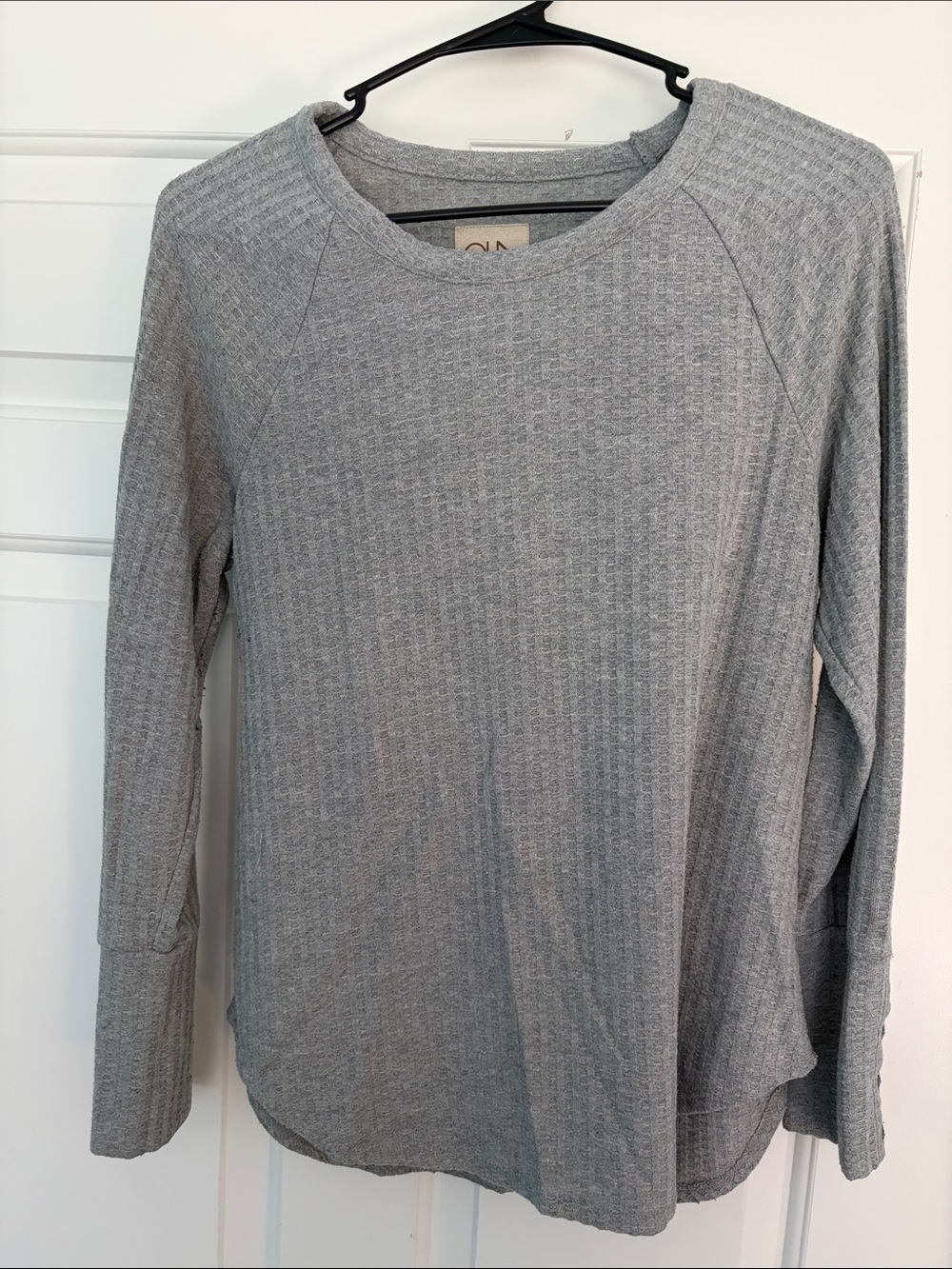 Chaser Gray Waffle-Knit Long Sleeve Crewneck Sweater